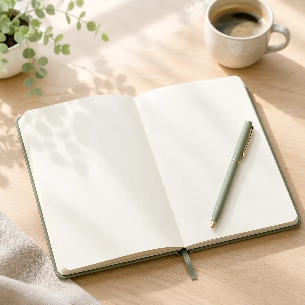 Agenda abierta sobre escritorio de madera